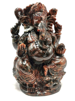 Hessonite Garnet Handmade Carving of Ganesh - Lord Ganesha Idol/Murti in Crystals and Gemstones -Reiki/Chakra/Healing - 6.5 inch and 2.53 kg