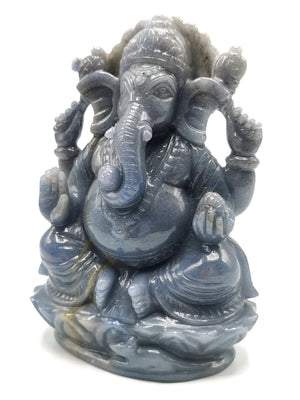 Blue Aventurine Handmade Carving of Ganesh -Lord Ganesha Idol in Crystals and Gemstones - Reiki/Chakra/Healing -5.5 in and 0.69 kg (1.52 lb)