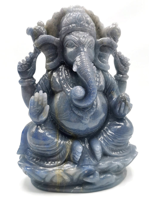 Blue Aventurine Handmade Carving of Ganesh -Lord Ganesha Idol in Crystals and Gemstones - Reiki/Chakra/Healing -5.5 in and 0.69 kg (1.52 lb)