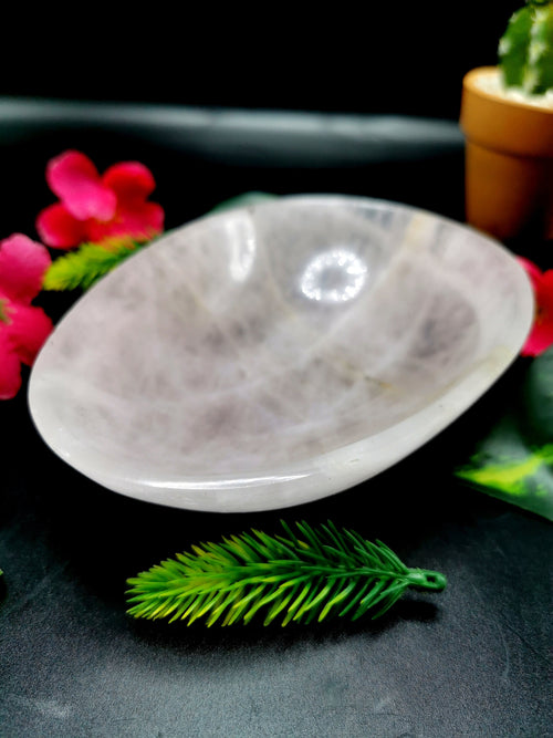 Beautiful Rose Quartz hand carved egg-shaped bowls -  5.5 inches and 310 gms (0.68 lb) - ONE BOWL ONLY