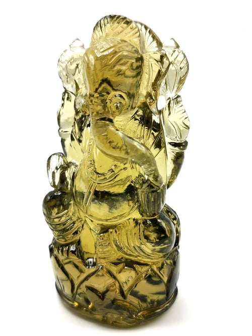Citrine Handmade Carving of Ganesh - Lord Ganesha Idol | Sculpture in Crystals/Gemstones - Reiki/Chakra/Healing - 2.75 inches and 462 carats