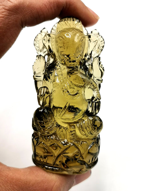 Citrine Handmade Carving of Ganesh - Lord Ganesha Idol | Sculpture in Crystals/Gemstones - Reiki/Chakra/Healing - 2.75 inches and 462 carats