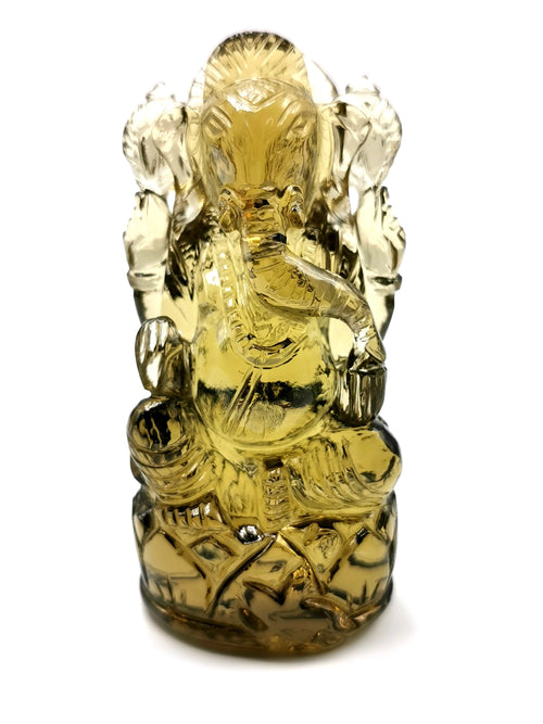 Citrine Handmade Carving of Ganesh - Lord Ganesha Idol | Sculpture in Crystals/Gemstones - Reiki/Chakra/Healing - 2.75 inches and 462 carats