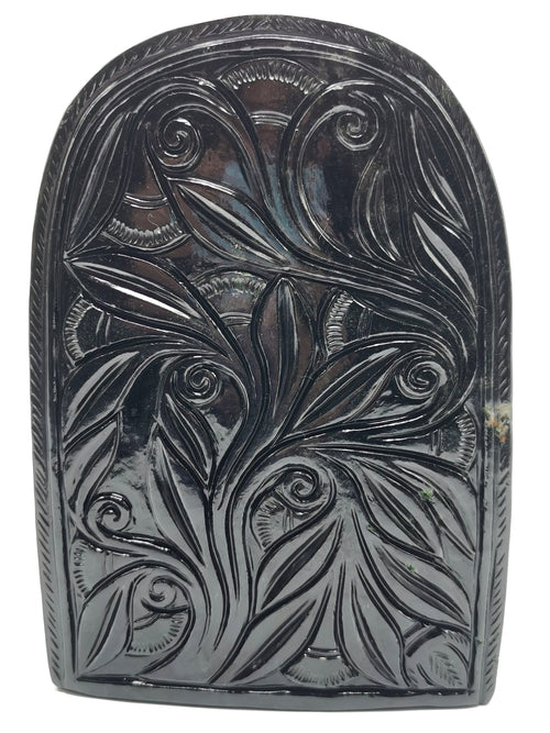 Goddess Kaali statue/ carving in black obsidian - Maa Devi Kali idol/murti in gemstones and crystals - 8 inches and 1.63 kgs (3.59 lb)