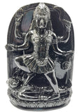 Goddess Kaali statue/ carving in black obsidian - Maa Devi Kali idol/murti in gemstones and crystals - 8 inches and 1.63 kgs (3.59 lb)