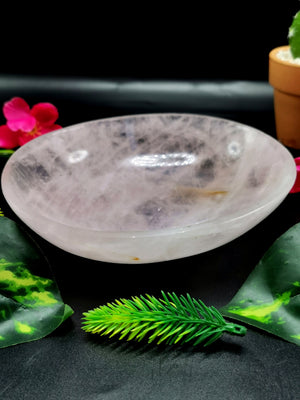 Beautiful Rose Quartz hand carved oval-shaped bowl -  5.5 inches and 350 gms (0.77 lb) - ONE BOWL ONLY