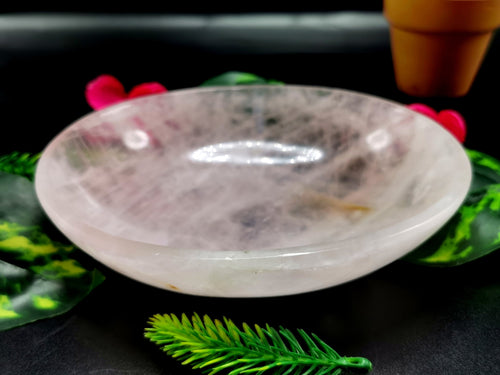 Beautiful Rose Quartz hand carved oval-shaped bowl -  5.5 inches and 350 gms (0.77 lb) - ONE BOWL ONLY