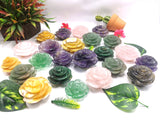 Beautiful gemstone hand carved rose flower carvings in multiple stones -crystal/gemstone carvings - lot of 23 pieces weight 3.7 kg (8.15 lb)