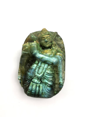 Lord Krishna Miniature carving in Labradorite stone - 1.5 inches and 20 gms