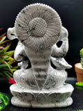 Large and majestic Saraswati carving in howlite - Goddess of Learning idol/statue in gemstones and crystals - 8.5 in and 2.67 kg (5.87 lb)