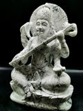 Large and majestic Saraswati carving in howlite - Goddess of Learning idol/statue in gemstones and crystals - 8.5 in and 2.67 kg (5.87 lb)