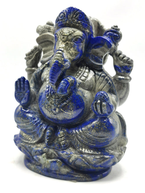 Lapis Lazuli Handmade Carving of Ganesh - Lord Ganesha Idol |Sculpture in Crystals/Gemstones - Reiki/Chakra/Healing - 5.2 inches and 1.09 kg