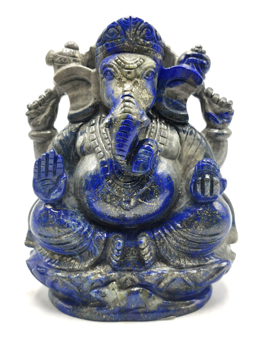 Lapis Lazuli Handmade Carving of Ganesh - Lord Ganesha Idol |Sculpture in Crystals/Gemstones - Reiki/Chakra/Healing - 5.2 inches and 1.09 kg