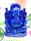 Lapis Lazuli Handmade Carving of Ganesh - Lord Ganesha Idol |Sculpture in Crystals/Gemstones - Reiki/Chakra/Healing - 2.5 inches and 160 gms