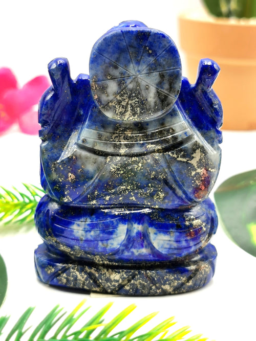 Lapis Lazuli Handmade Carving of Ganesh - Lord Ganesha Idol |Sculpture in Crystals/Gemstones - Reiki/Chakra/Healing - 2.5 inches and 160 gms