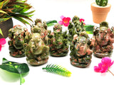Unakite Handmade Carving of Ganesh - Lord Ganesha Idol/Murti in Crystals and Gemstones - Reiki/Chakra/Healing - 3 inches and 220 gms | ONE STATUE ONLY