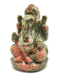 Unakite Handmade Carving of Ganesh - Lord Ganesha Idol/Murti in Crystals and Gemstones - Reiki/Chakra/Healing - 3.5 inches and 330 gms