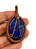Lapis lazuli stunning pendant with intricate copper wire wrapping - gemstone/crystal jewelry | Mother's Day/engagement/birthday gift
