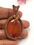 Jewelry - Stunning carnelian pendant with intricate copper wire wrapping - gemstone/crystal jewelry | Mother's Day/engagement/birthday gift