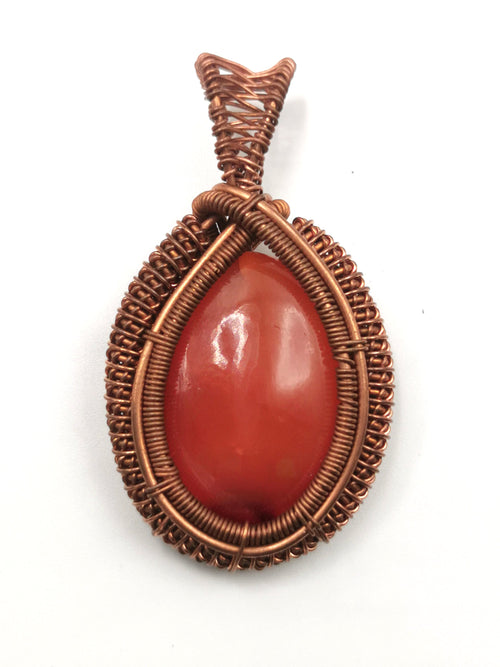 Jewelry - Stunning carnelian pendant with intricate copper wire wrapping - gemstone/crystal jewelry | Mother's Day/engagement/birthday gift