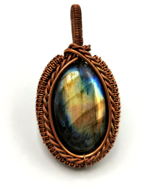 Jewelry - Beautiful Labradorite Pendant in intricate copper wire wrap - gemstone/crystal jewelry | Wedding/Anniversary/Birthday gift