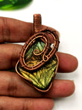 Floral design Labradorite Pendant in intricate copper wire wrap - gemstone/crystal jewelry | Wedding/Anniversary/Birthday gift