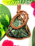 Floral carving pendant in Labradorite in intricate copper wire wrap - gemstone/crystal jewelry | Wedding/Anniversary/Birthday gift