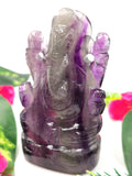 Multicolor Fluorite Handmade Carving of Ganesh - Lord Ganesha Idol/Murti in Crystals and Gemstones -Reiki/Chakra/Healing -3.5 in and 250 gm