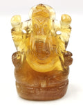 Carving of Lord Ganesh in Yellow Fluorite - Reiki/Chakra/Healing - 3.5 in and 390 gm