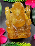 Ganesh in Yellow Fluorite Handmade - 3 in and 270 gm