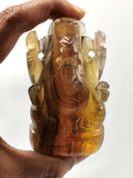 Yellow Fluorite Carving of Ganesh - Murti in Crystals and Gemstones - 3 in and 200 gm