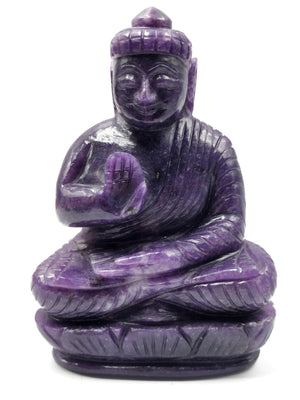 Lepidolite Buddha - handmade carving of serene and meditating Lord Buddha - crystal/reiki/healing - 5.5 inches and 0.720 kg (1.58 lb)