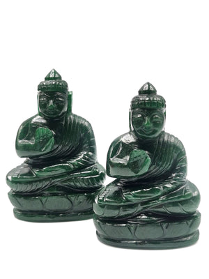 Buddha in Dark Green Aventurine Crystal - handmade carving - 4 in and 0.27 kg - ONE STATUE ONLY