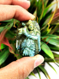 Lord Krishna Miniature carving in Labradorite stone - 1.5 inches and 20 gms