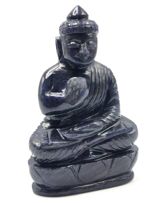 Gemstone Blue Aventurine Buddha - handmade carving of serene and meditating Lord Buddha - crystal/ home decor - 4.5 inches and 330 gms (0.73 lb)