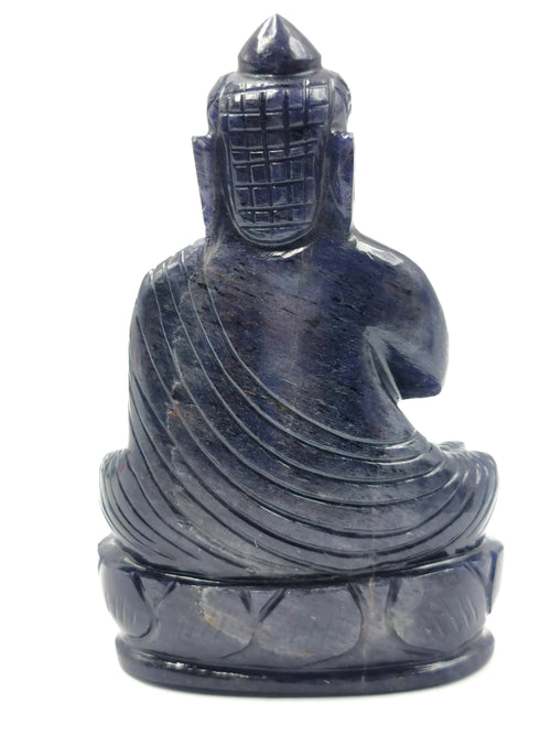 Gemstone Blue Aventurine Buddha - handmade carving of serene and meditating Lord Buddha - crystal/ home decor - 4.5 inches and 330 gms (0.73 lb)
