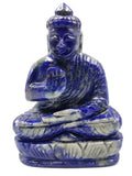 Lapis Lazuli gemstone Buddha - handmade carving of serene and meditating Lord Buddha - crystal/reiki/healing - 5.3 inches and 580 gms - 1 PIECE ONLY