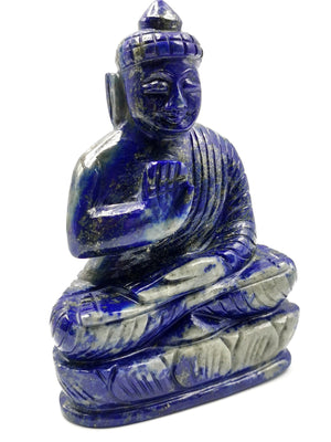 Lapis Lazuli gemstone Buddha - handmade carving of serene and meditating Lord Buddha - crystal/reiki/healing - 5.3 inches and 580 gms - 1 PIECE ONLY