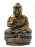 Tiger Eye gemstone Buddha - handmade carving of serene and meditating Lord Buddha - crystal/reiki/healing - 4 inches and 237 gms (0.5 lb)