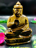 Tiger Eye gemstone Buddha - handmade carving of serene and meditating Lord Buddha - crystal/reiki/healing - 4 inches and 237 gms (0.5 lb)