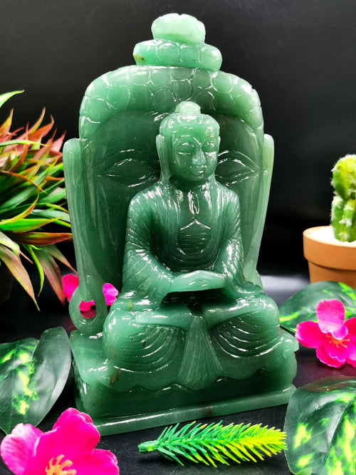 Unique handmade twin-sided carving of Buddha in Australian Jade - serene and meditating Lord Buddha - crystal/reiki - 7.5 in and 1.43 kg