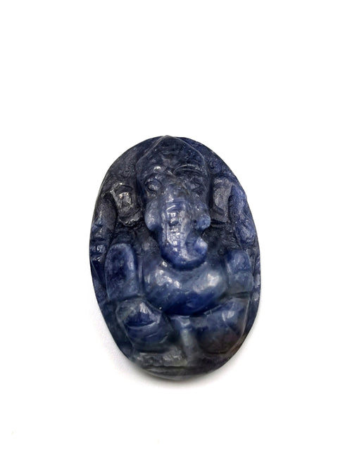 Miniature pendant of Ganesh in blue sapphire stone - gemstone/crystal jewelry | Reiki/Chakra/Healing with crystals - ONE PIECE ONLY