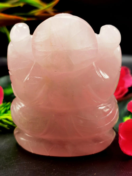 Rose Quartz gemstone Ganesh - 3 inches and 240 gms