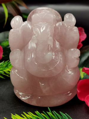 Rose Quartz gemstone Ganesh - 3 inches and 240 gms