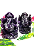 Gemstone Lepidolite Carving of Ganesh - Lord Ganesha Idol in Crystals and Gemstones - Reiki/Chakra - 3.2 inch and 320 gms - ONE STATUE ONLY