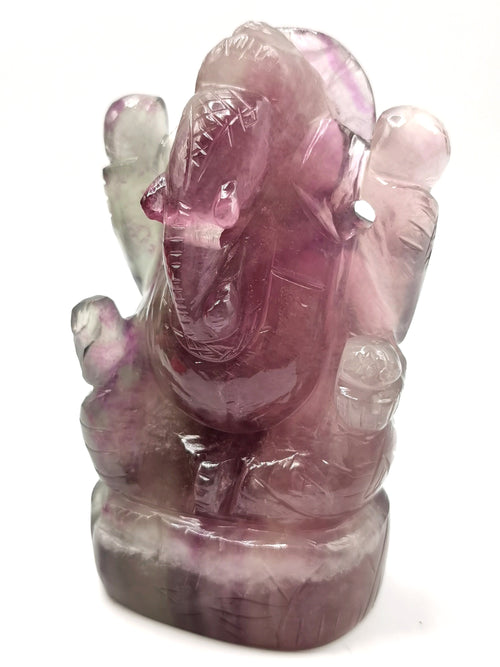 Gemstone Multicolor Fluorite Handmade Carving of Ganesh - Lord Ganesha Idol/Murti in Crystals and Gemstones -Reiki/Chakra/Healing - 4 in and 500 gm