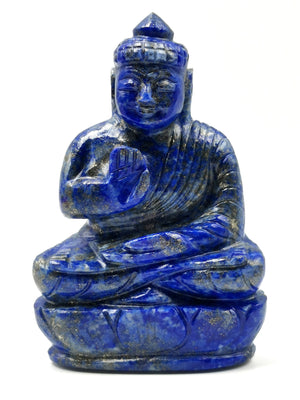 Lapis Lazuli Crystal Buddha - handmade carving of serene and meditating Lord Buddha - crystal/reiki/healing - 3.5 inches and 210 gms - 1 PIECE ONLY