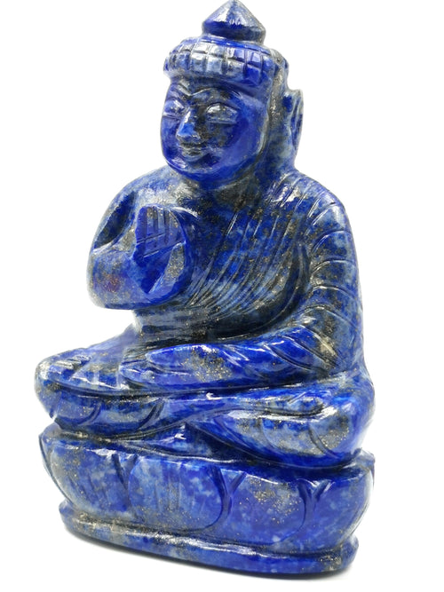 Lapis Lazuli Crystal Buddha - handmade carving of serene and meditating Lord Buddha - crystal/reiki/healing - 3.5 inches and 210 gms - 1 PIECE ONLY