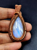 Jewelry gemstone - Stunning rainbow moonstone pendant with intricate copper wire wrapping - gemstone/crystal jewelry | Mother's Day/engagement/birthday gift