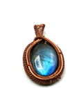 Gemstone jewelry - Labradorite gemstone pendant in intricate copper wire wrap - gemstone/crystal jewelry | Wedding/Anniversary/Birthday gift